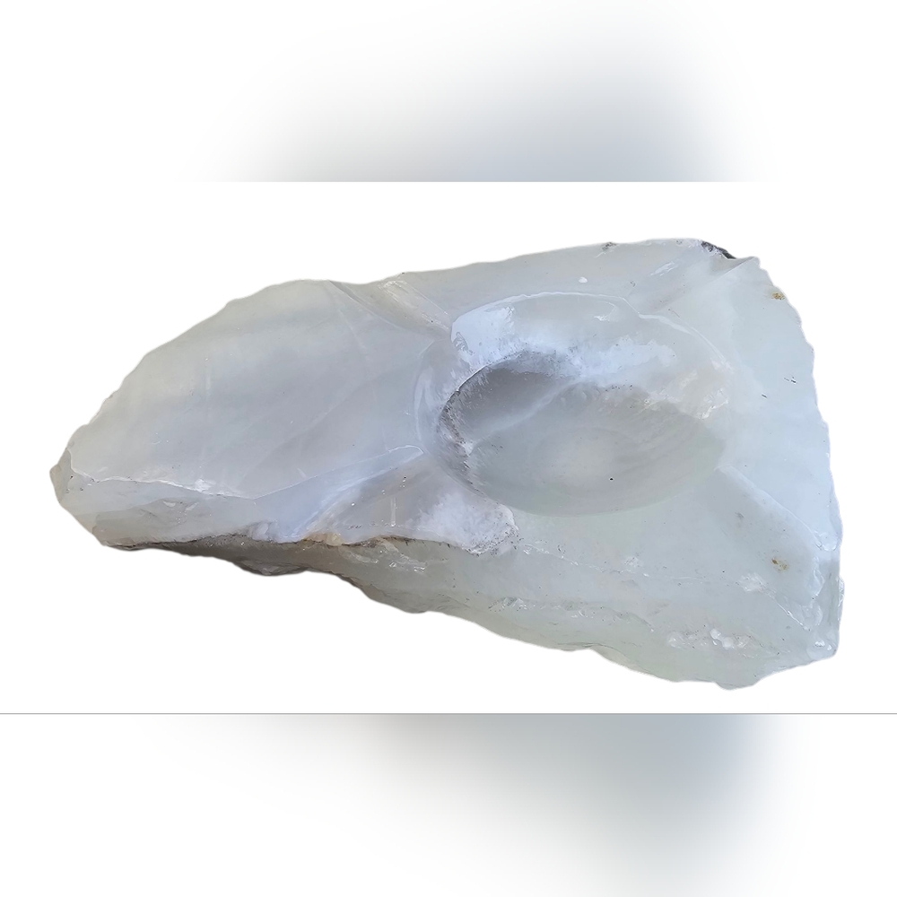 Hecmo - Vintage Large Natural Stone A$htray Weighs Over 3.5lbs!!! Quarts Agate